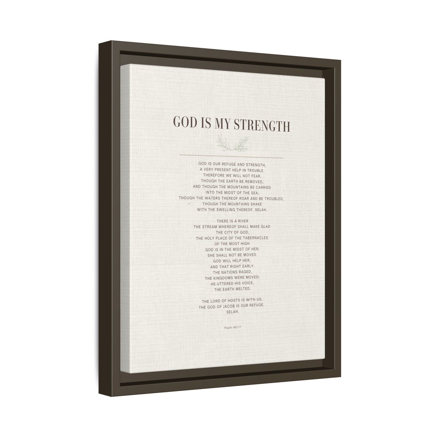 Framed Canvas Print — "God Is My Strength" Inspirational Wall Art
