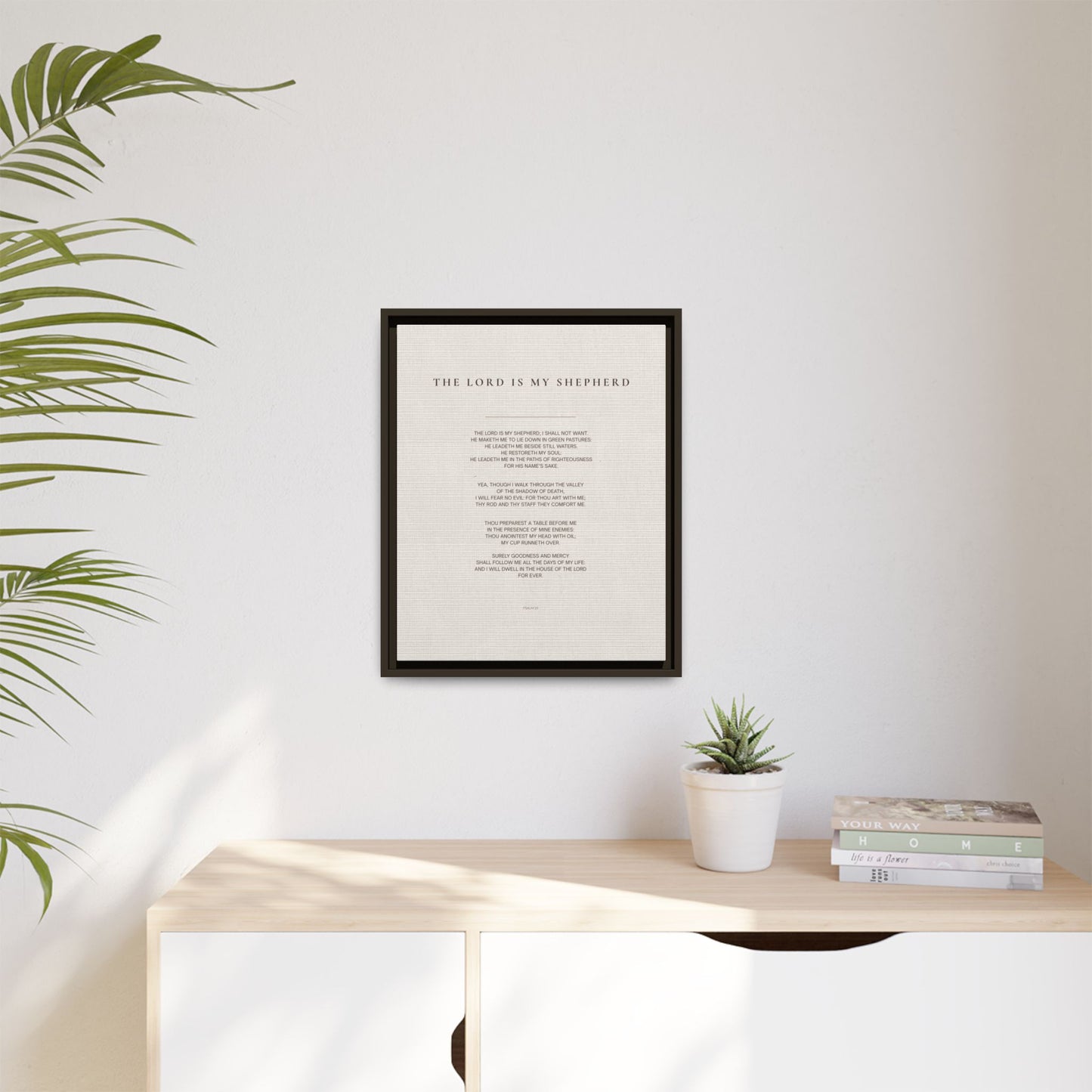 Psalm 23 Wall Art — "The Lord Is My Shepherd" Framed Matte Canvas