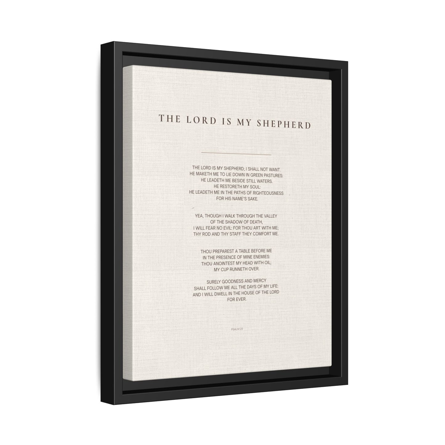 Psalm 23 Wall Art — "The Lord Is My Shepherd" Framed Matte Canvas
