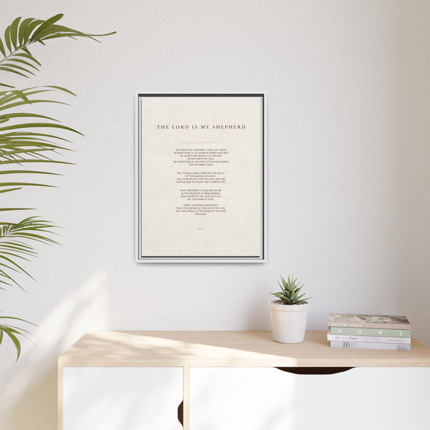 Psalm 23 Wall Art — "The Lord Is My Shepherd" Framed Matte Canvas