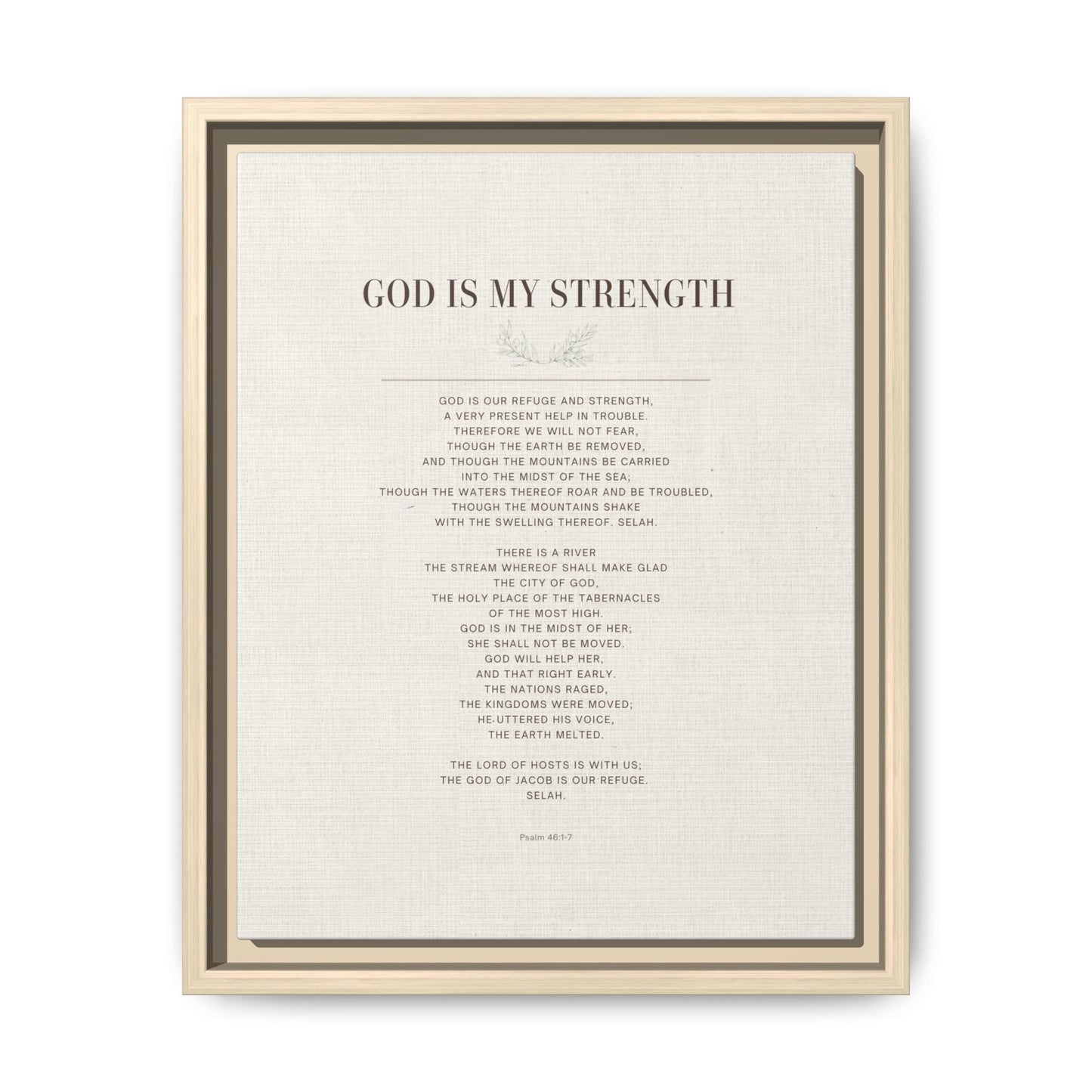 Framed Canvas Print — "God Is My Strength" Inspirational Wall Art