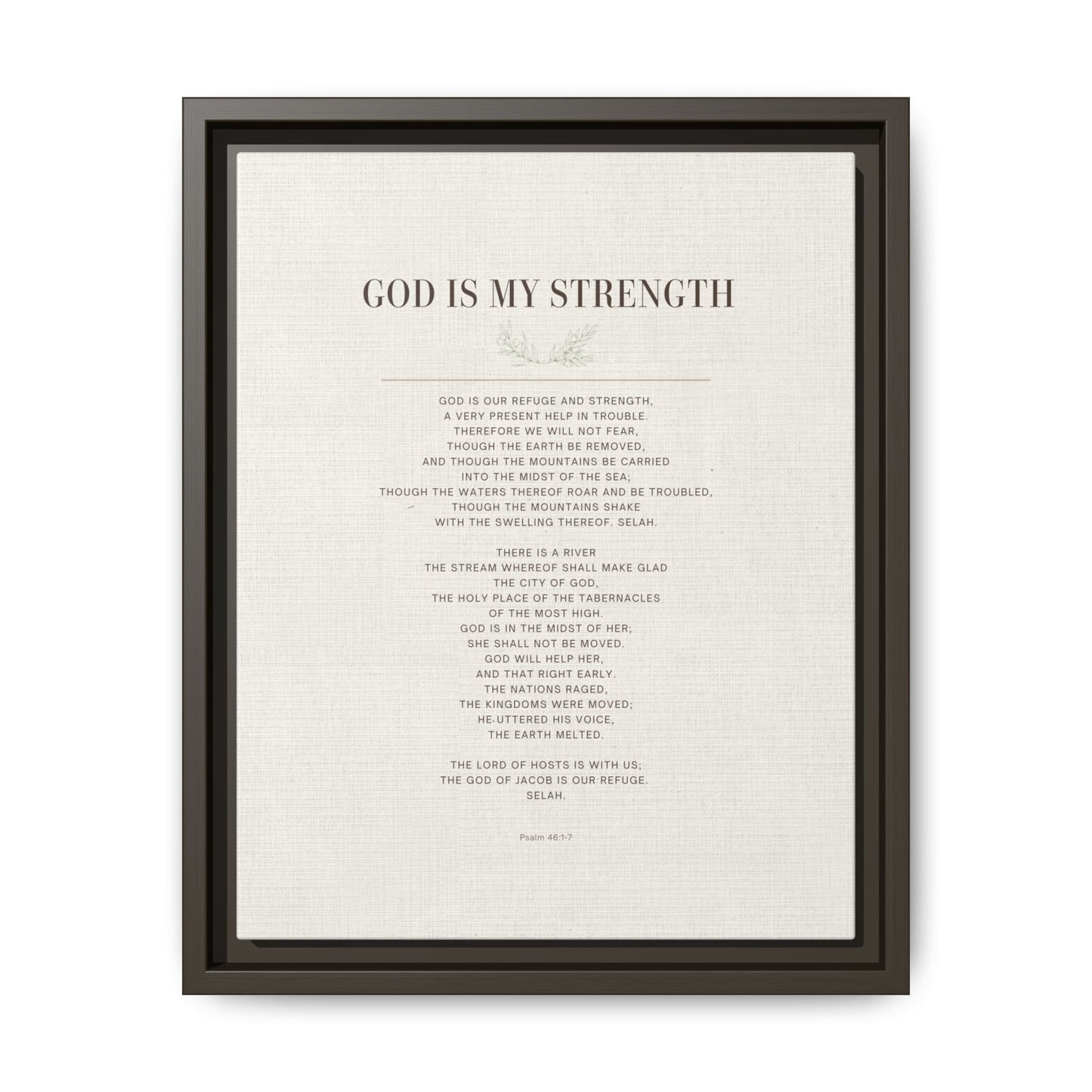 Framed Canvas Print — "God Is My Strength" Inspirational Wall Art