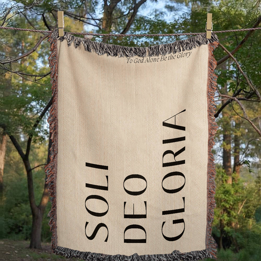 Soli Deo Gloria Cotton Throw, Modern Faith Home Decor, Religious Gift, Reformation Quote Blanket