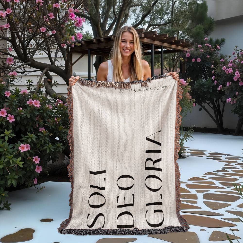 Soli Deo Gloria Cotton Throw, Modern Faith Home Decor, Religious Gift, Reformation Quote Blanket