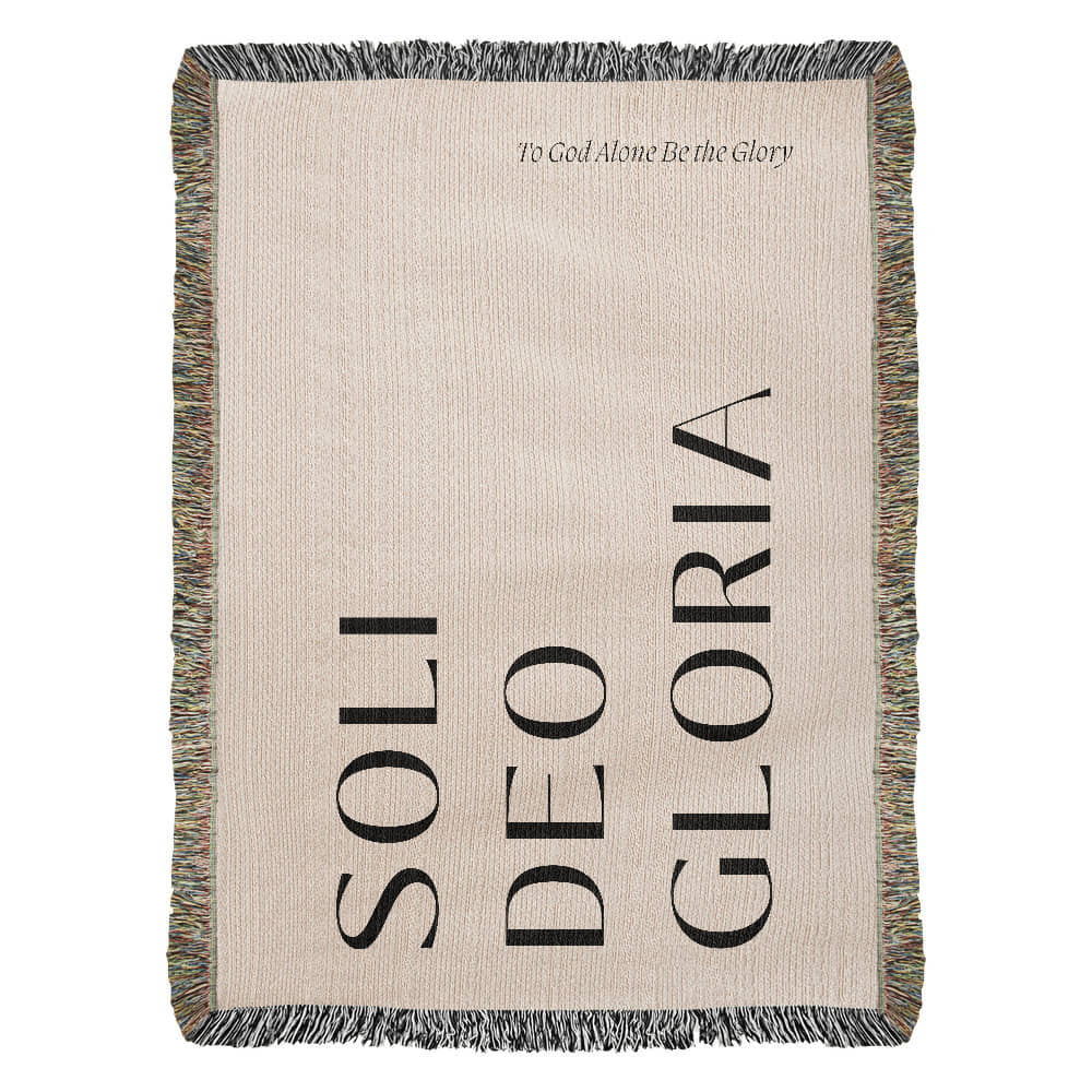 Soli Deo Gloria Cotton Throw, Modern Faith Home Decor, Religious Gift, Reformation Quote Blanket