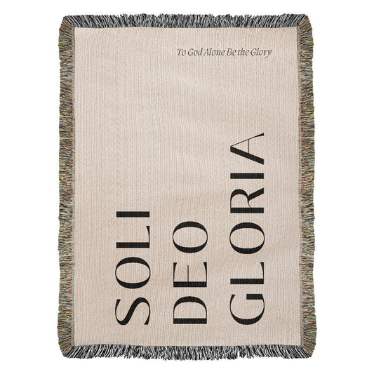 Soli Deo Gloria Cotton Throw, Modern Faith Home Decor, Religious Gift, Reformation Quote Blanket