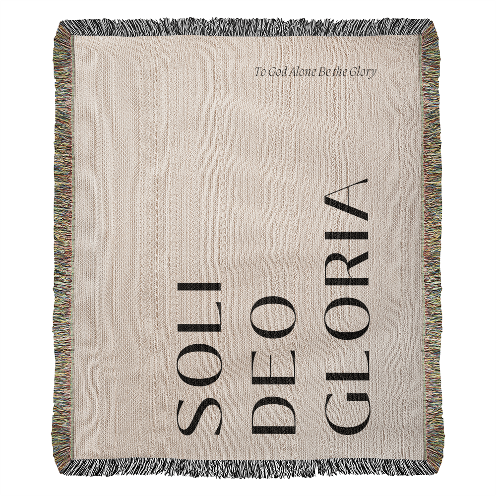 Soli Deo Gloria Cotton Throw, Modern Faith Home Decor, Religious Gift, Reformation Quote Blanket