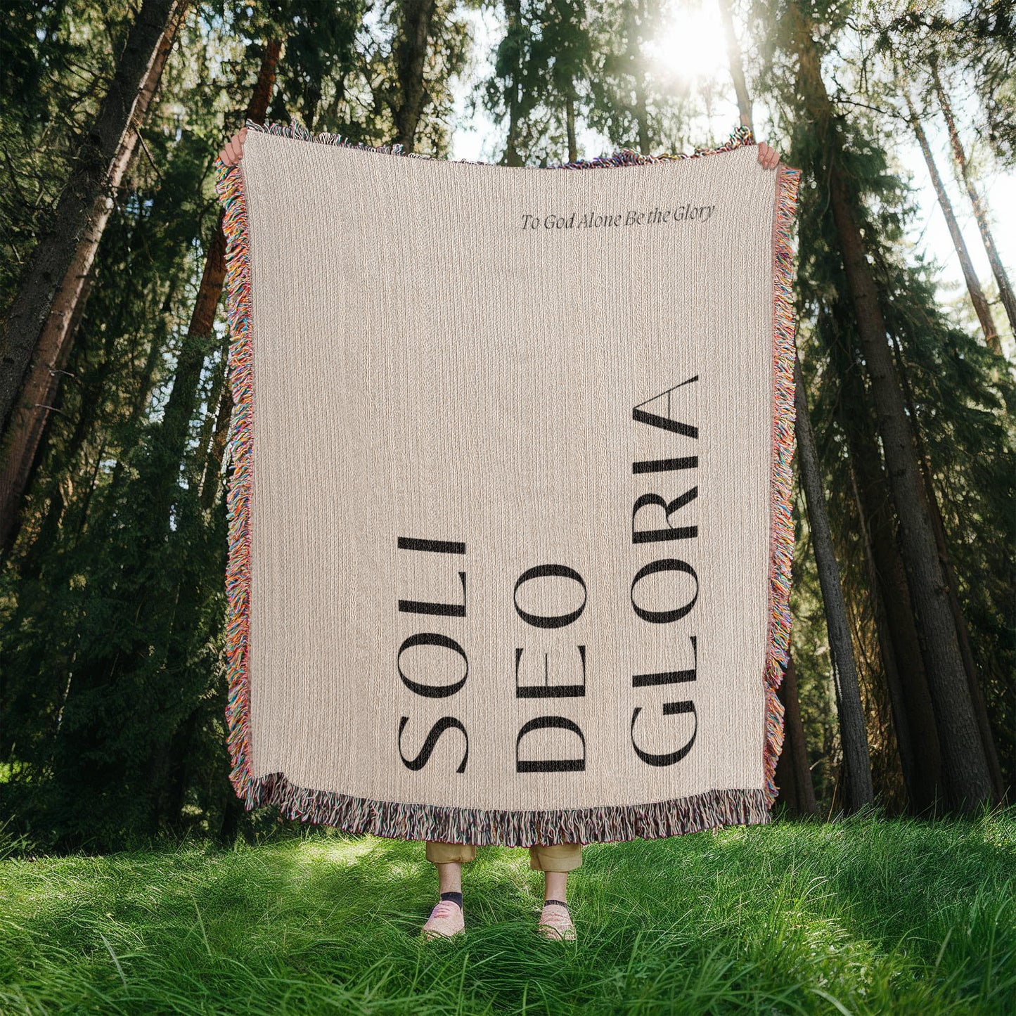 Soli Deo Gloria Cotton Throw, Modern Faith Home Decor, Religious Gift, Reformation Quote Blanket