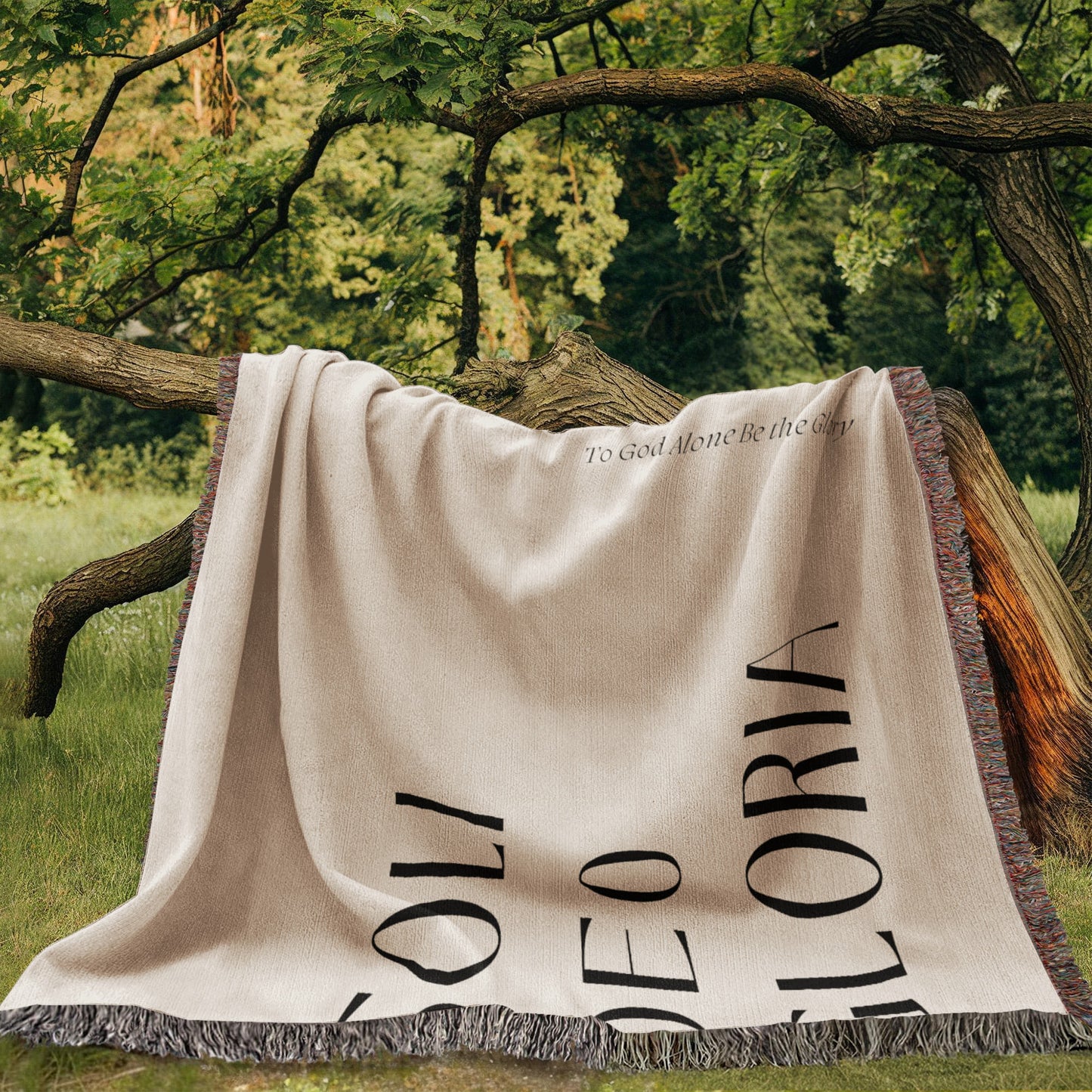 Soli Deo Gloria Cotton Throw, Modern Faith Home Decor, Religious Gift, Reformation Quote Blanket