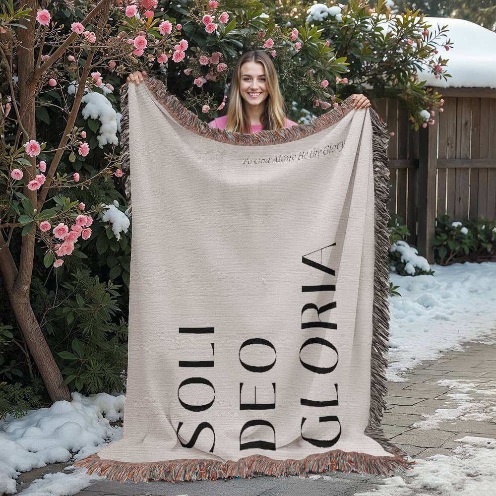 Soli Deo Gloria Cotton Throw, Modern Faith Home Decor, Religious Gift, Reformation Quote Blanket