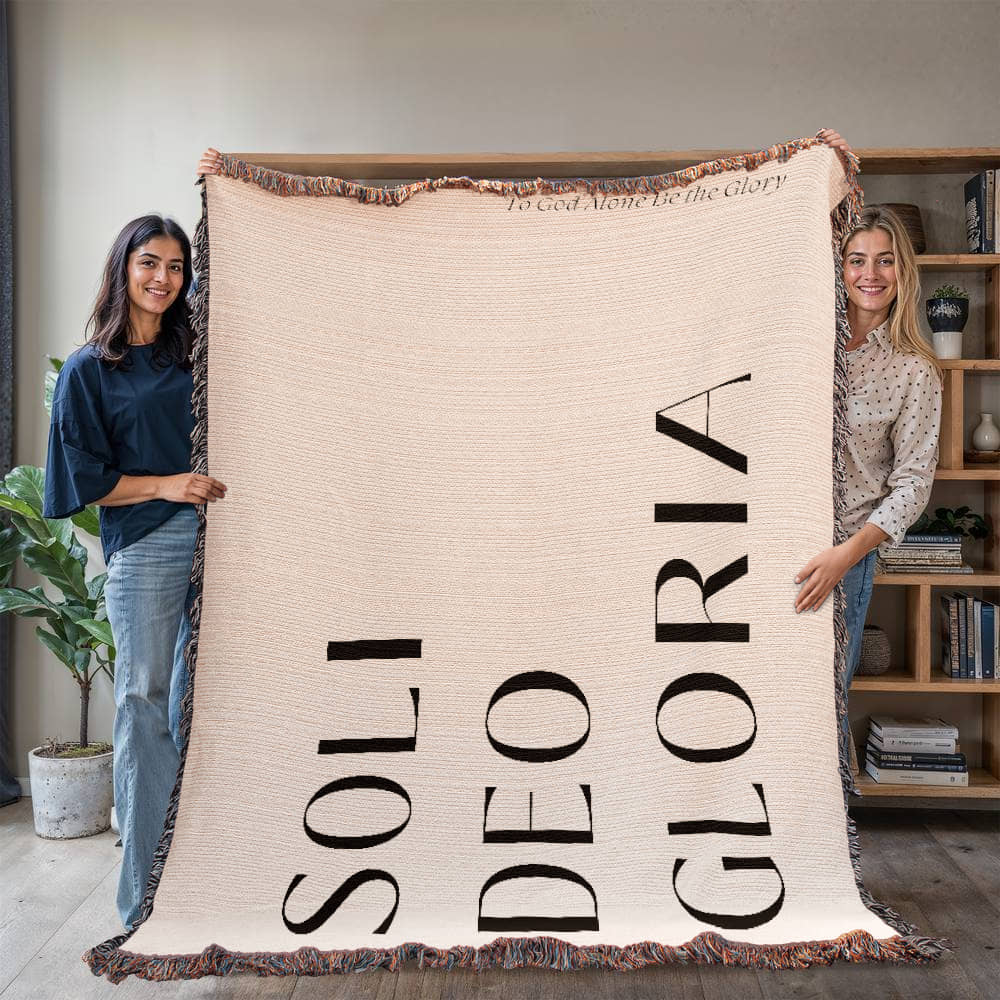 Soli Deo Gloria Cotton Throw, Modern Faith Home Decor, Religious Gift, Reformation Quote Blanket