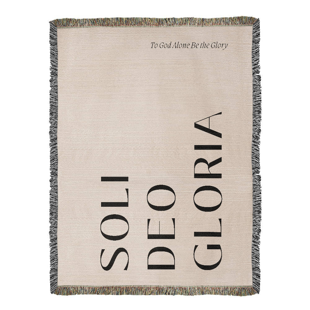 Soli Deo Gloria Cotton Throw, Modern Faith Home Decor, Religious Gift, Reformation Quote Blanket